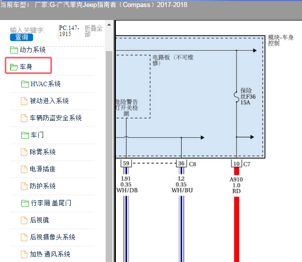 2017年吉普指南者车身相关电路图