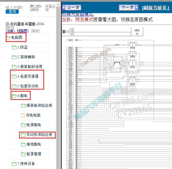 2016年雷诺科雷傲机舱接线电路图