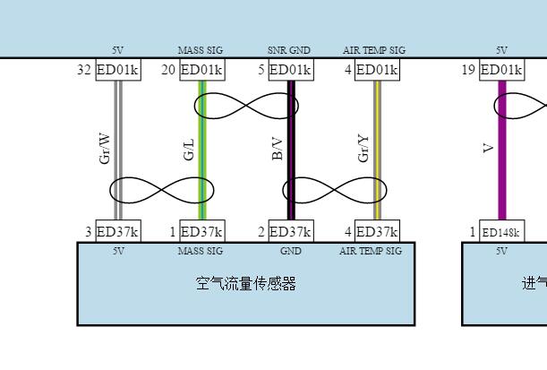 2022年吉利星瑞JLH-4G20TD发动机空气流量传感器电路图
