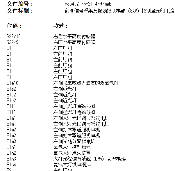 2007年奔驰GL450前SAM模块电路图