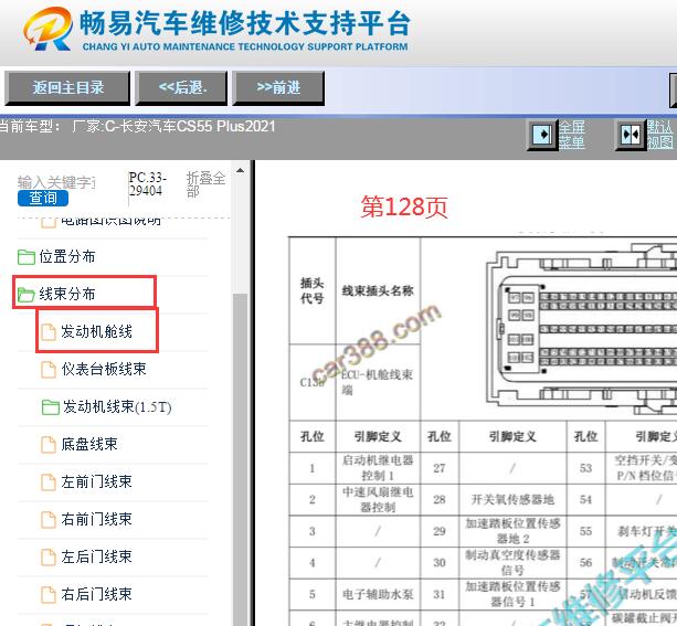 2021年长安CS55 Plus JL473ZQ2发动机针脚资料