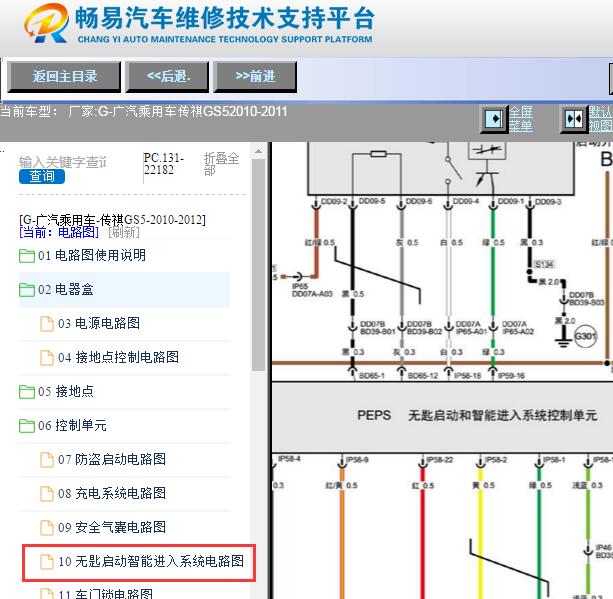 2010-2011年广汽传祺GS5智能钥匙电路图