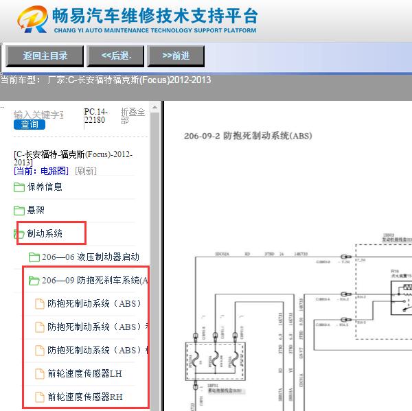 2012-2013年福特福克斯ABS电路图