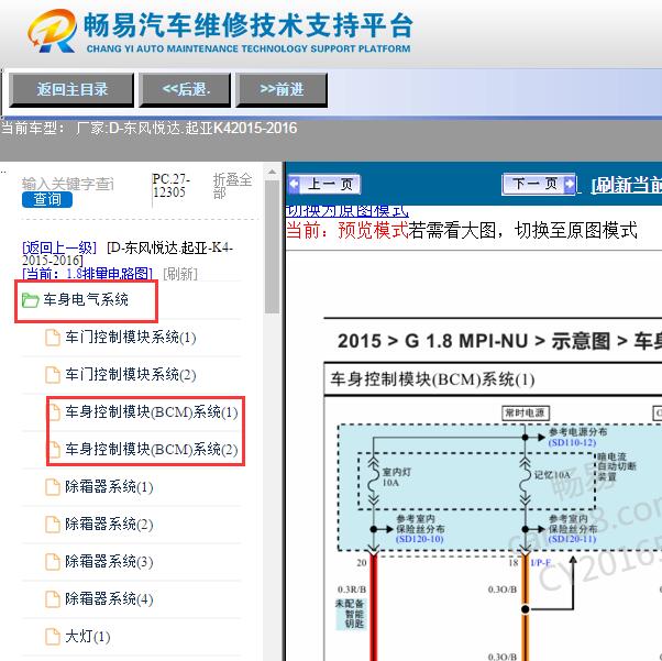 2015年起亚K4车身模块电路图