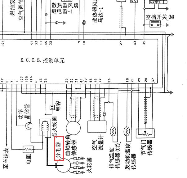2003年日产蓝鸟发动机分电器电路图