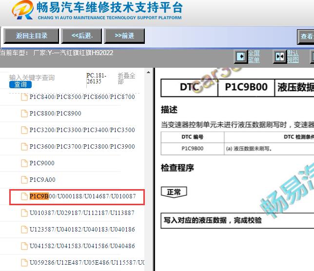 2022年一汽红旗H9 P1C9B故障码诊断资料