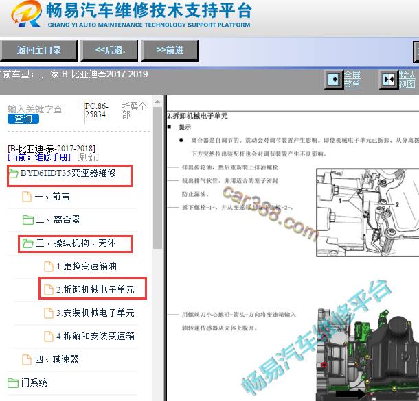 2017-2019年比亚迪秦变速箱机电控制单元拆装资料
