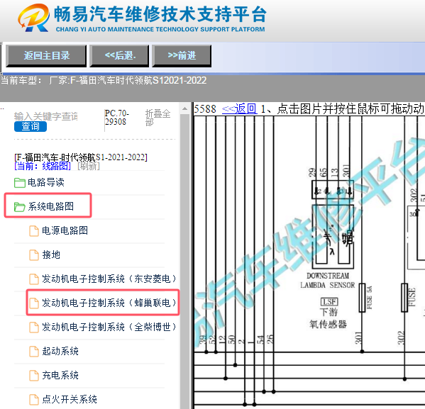 2022年福田汽车时代领航S1 发动机电路图