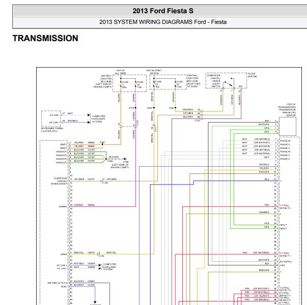 2013年福特嘉年华离合器开关电路图