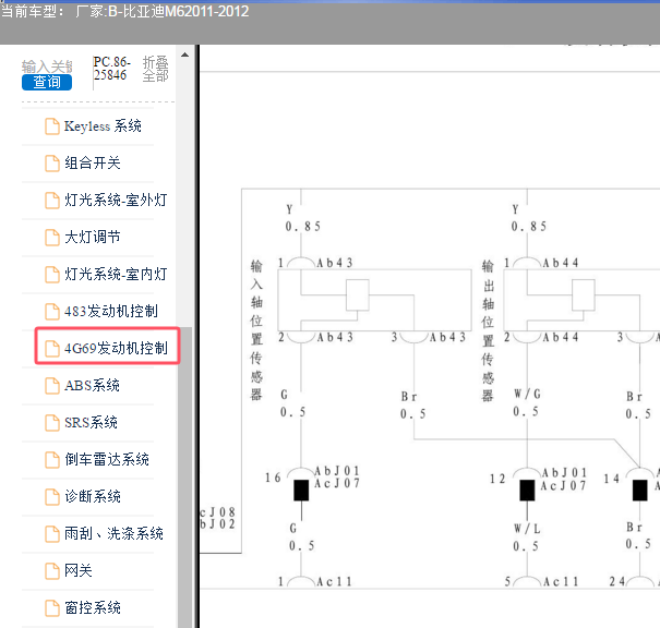 2011年比亚迪M6变速箱电路图