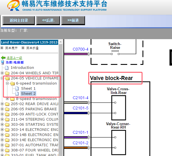 2012年路虎发现空气悬架系统电路图