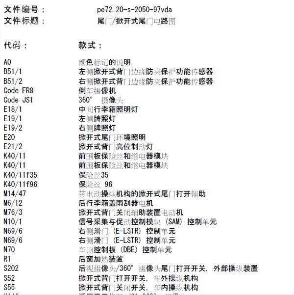 2018年奔驰V260尾门电路图