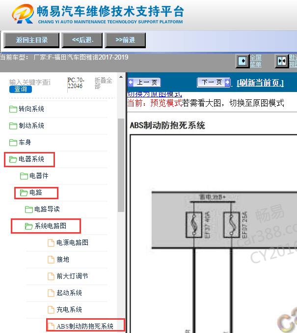 2017-2019年福田图雅诺ABS电路图