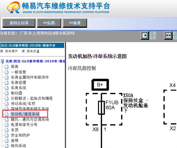 2018年别克GL8发动机冷却风扇电路图资料