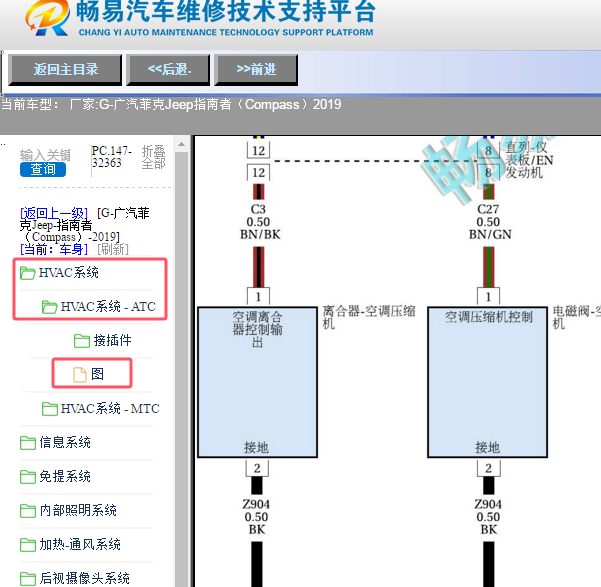 2019年广汽菲克吉普指南者空调电路图
