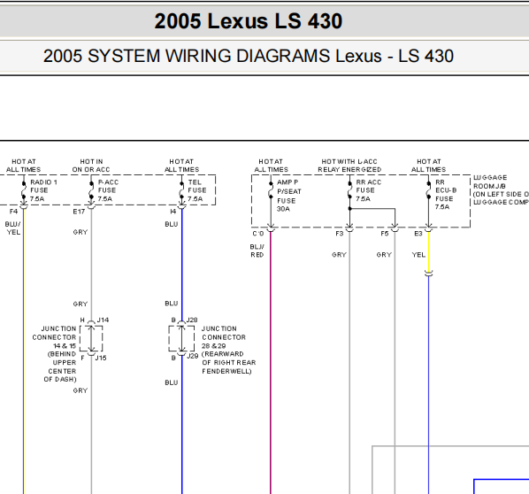 2005年雷克萨斯LS430方向盘和音响电路图
