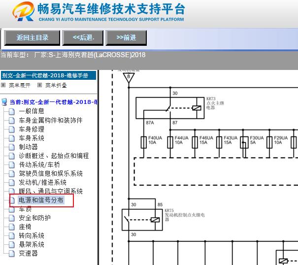 2018年别克君越保险丝继电器电路图