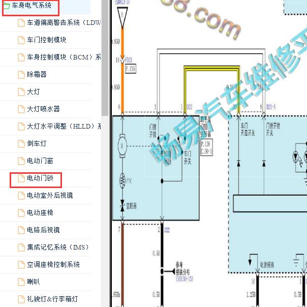 2013年现代胜达右前门锁开关电路图