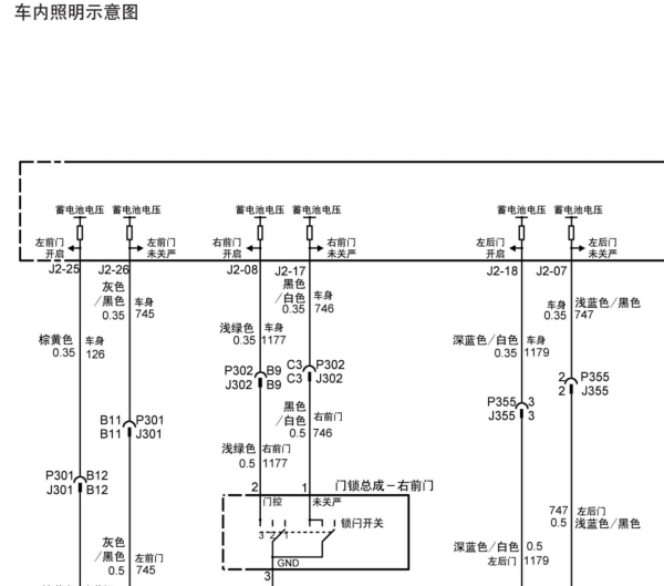 2006年别克君越室内灯和保险丝电路图