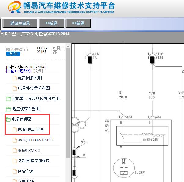 2013-2014年比亚迪S6启动马达电路图