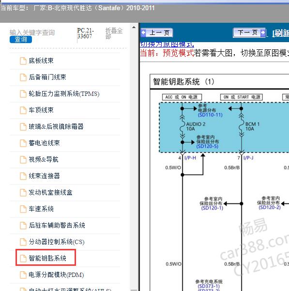 2010-2011年北京现代-胜达 智能钥匙系统电路图