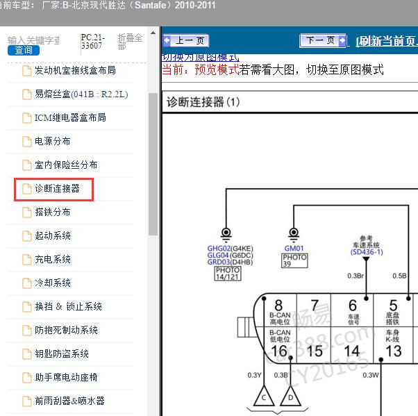 2010-2011年北京现代-胜达 通讯电路图