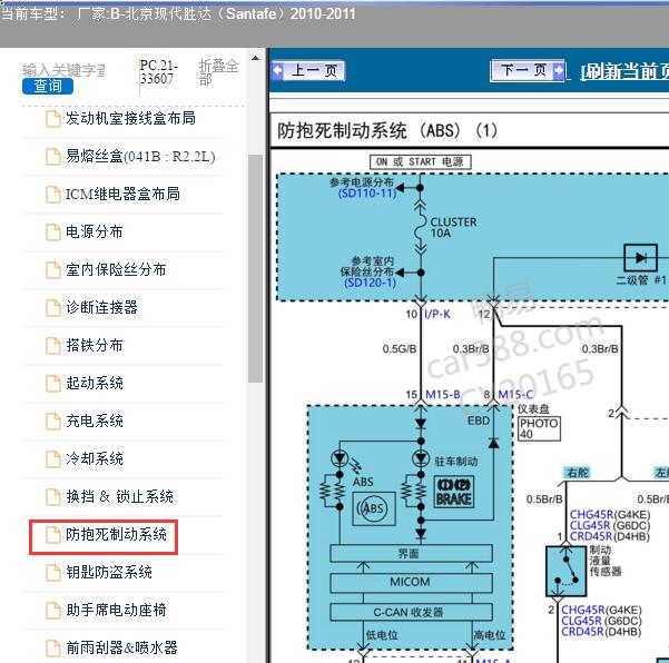 2010-2011年北京现代-胜达 ABS电路图
