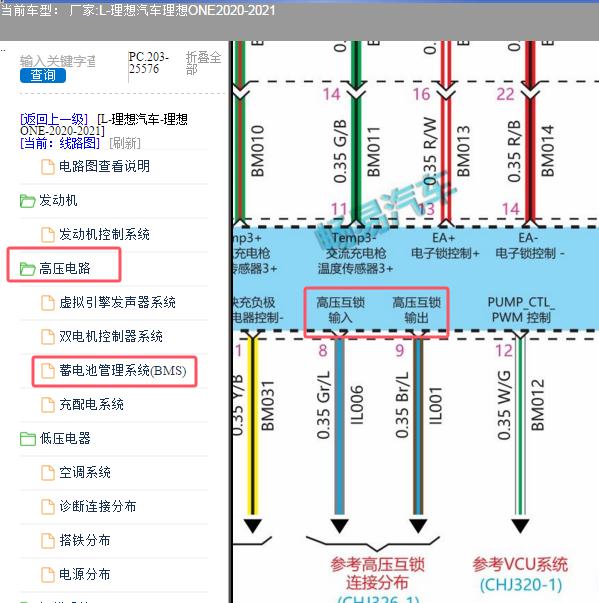 2021年理想ONE高压互锁电路图