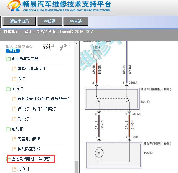 2016-2017年福特全顺右侧中门电路图