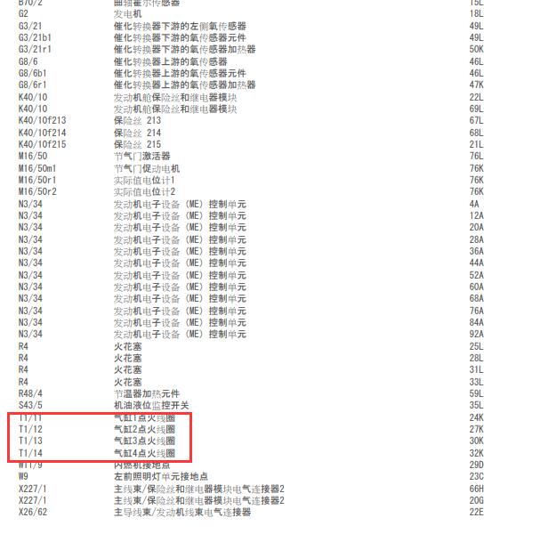 2017年奔驰V260 274920发动机点火线圈电路图.