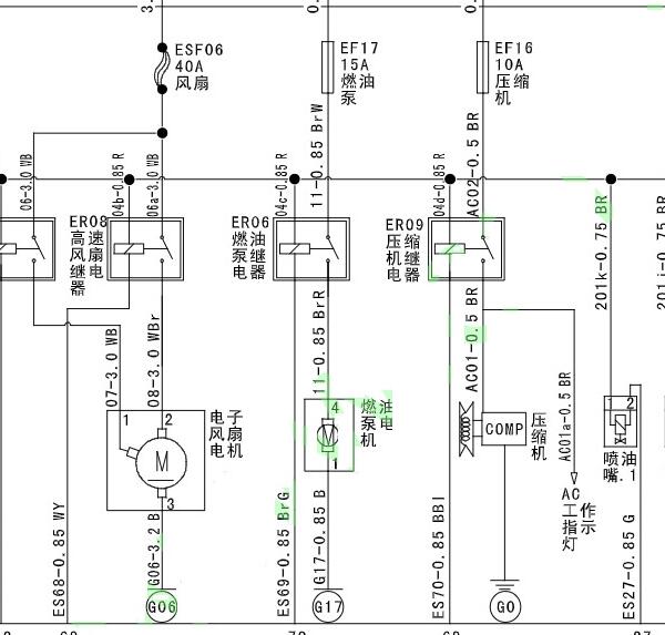 2014年广汽吉奥星朗发动机汽油泵电路图
