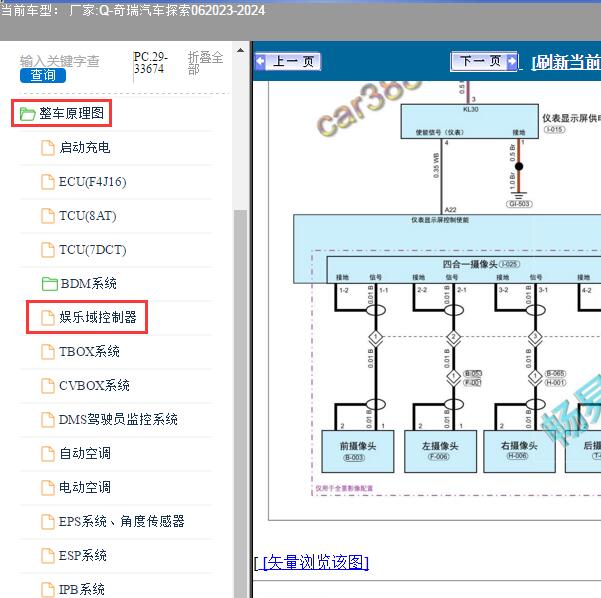 2023-2024年奇瑞汽车-探索06 娱乐域控制器电路图