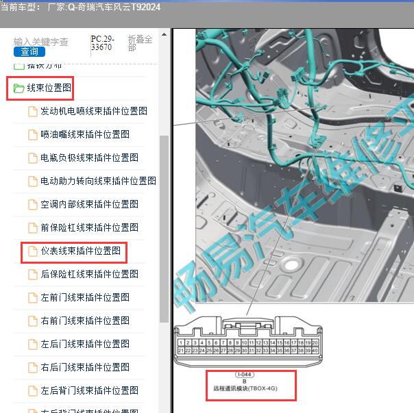 2024年奇瑞汽车-风云T9 TBOX位置