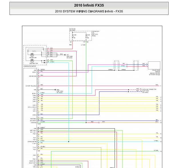 2010年英菲尼迪FX35安全气囊电路图