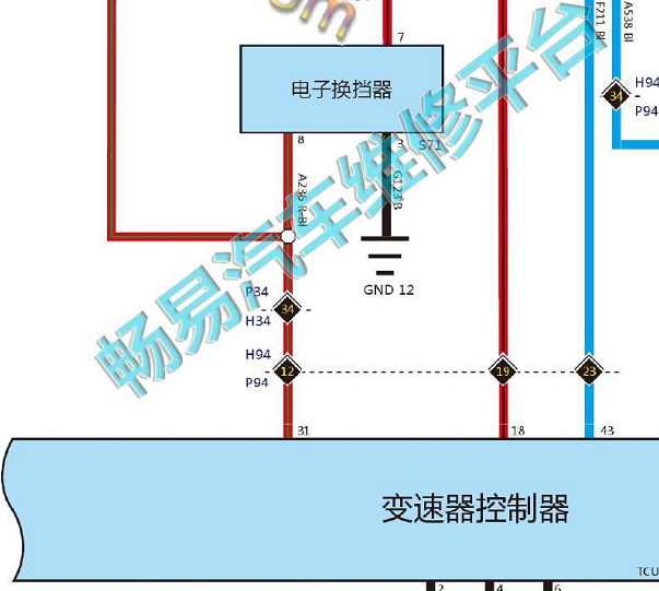 2018年长城汽车哈弗H2电子档杆和刹车开关电路图