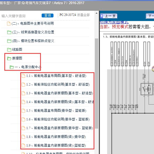 2016-2017年奇瑞汽车-艾瑞泽7 保险电路图