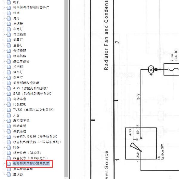 2006年丰田威驰风扇电路图