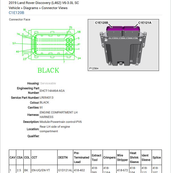 2019年路虎发现3.0发动机针脚定义
