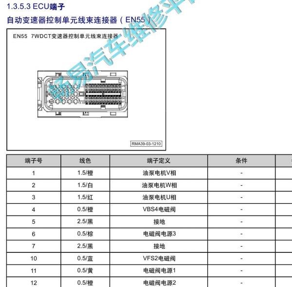 2018年广汽传祺GS4变速箱针脚定义