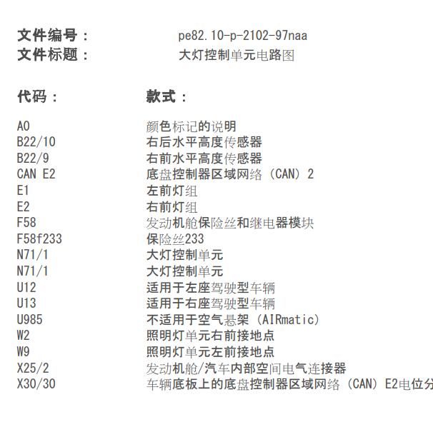 2014年奔驰GL400 大灯电路图