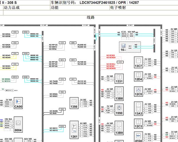 2016年标致308S发动机电路图