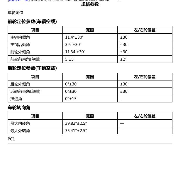 2024年长城H5四轮定位参数
