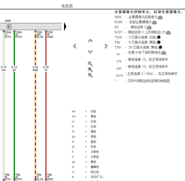 2021年大众途昂全景影像电路图和位置