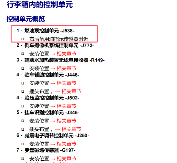 2012年大众途欢油泵控制模块位置