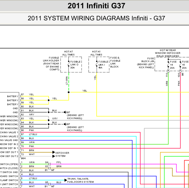 2011年英菲尼迪G37敞篷电路图