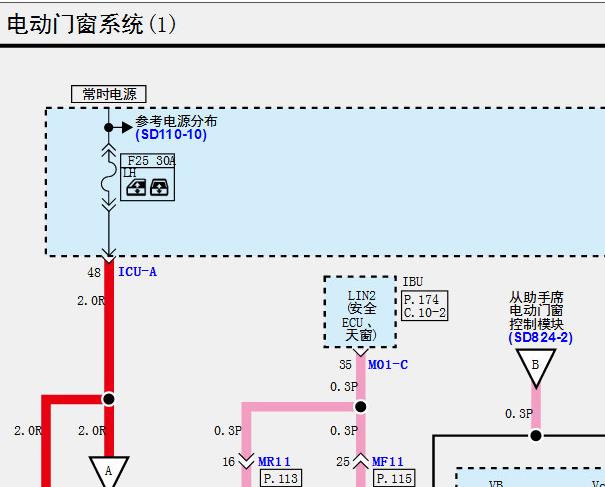 2023年现代捷尼赛思G80车窗网络通讯和IBU车身电脑电路图