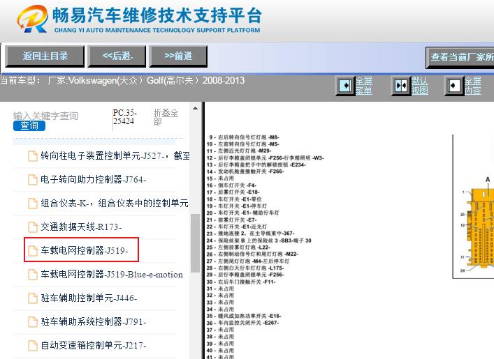 2008-2013年大众高尔夫车身电脑针脚资料