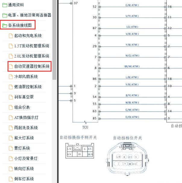 2016年海马V70自动变速箱电路图