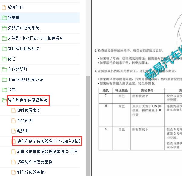2008-2011年本田雅阁倒车模块针脚定义