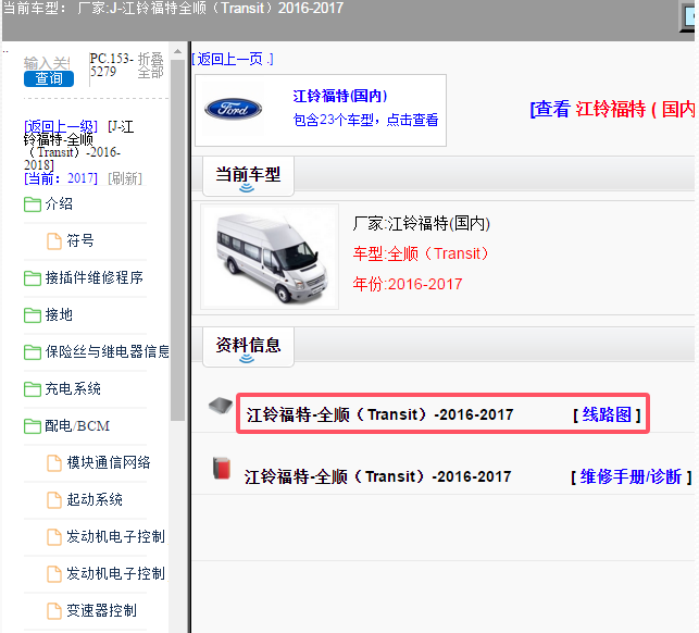 2017年江铃福特全顺电路图